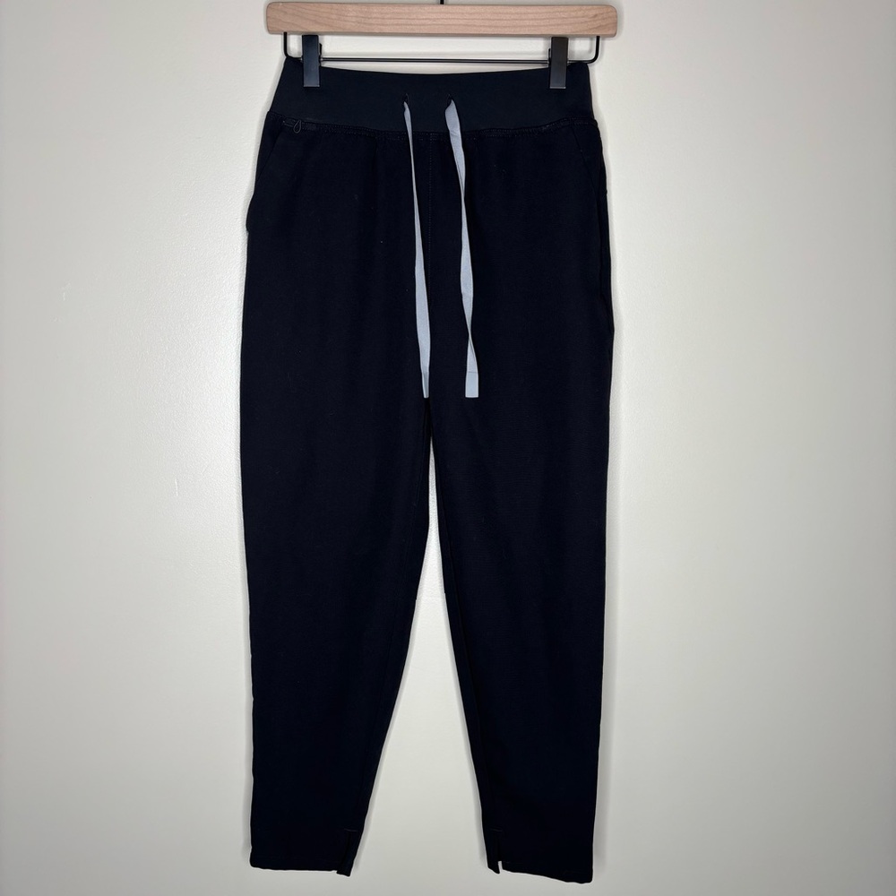 Figs Women's Skinny Pants in Black with White Drawstring